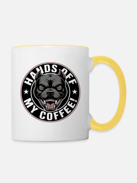 Hände weg von meinem Kaffee - Tasse zweifarbig - Weiß/Gelb
