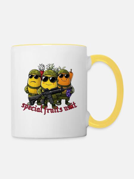 Spezialfrüchte Einheit - Tasse zweifarbig - Weiß/Gelb