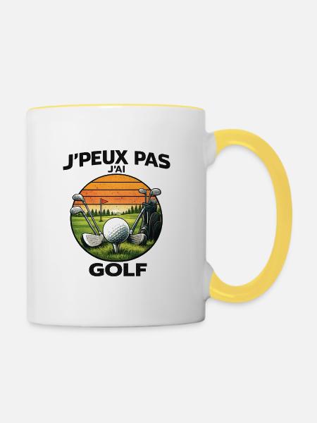 Golf Sunset Retro – Ich kann nicht - Tasse zweifarbig - Weiß/Gelb