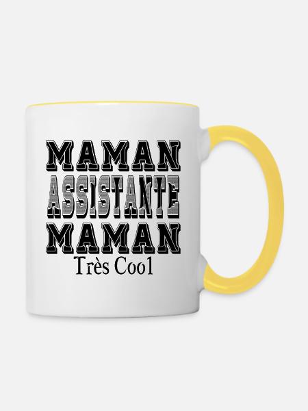 Mama Assistentin Mama Sehr cool - Tasse zweifarbig - Weiß/Gelb