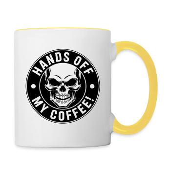 Hands Off My Coffee Skull - Tasse zweifarbig - Weiß/Gelb - Rechts