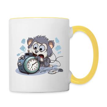 Morgenchaos Otter Wecker - Tasse zweifarbig - Weiß/Gelb - Rechts