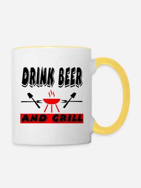 Grillen - Tasse zweifarbig - Weiß/Gelb