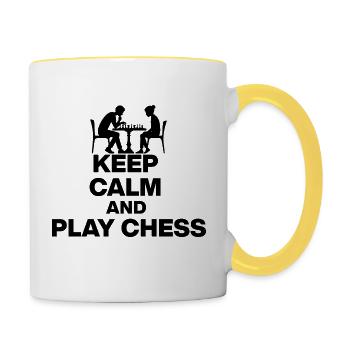 RESTE CALME ET JOUE AUX ÉCHECS ! FANS D’ÉCHECS BLANC - Mug contrasté - blanc/jaune - Droite