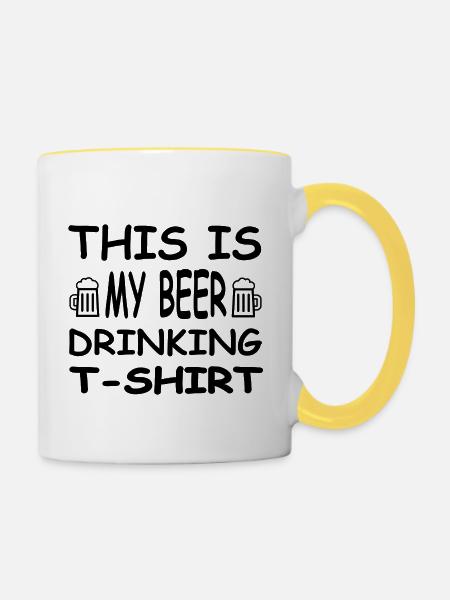 Bier - Tasse zweifarbig - Weiß/Gelb