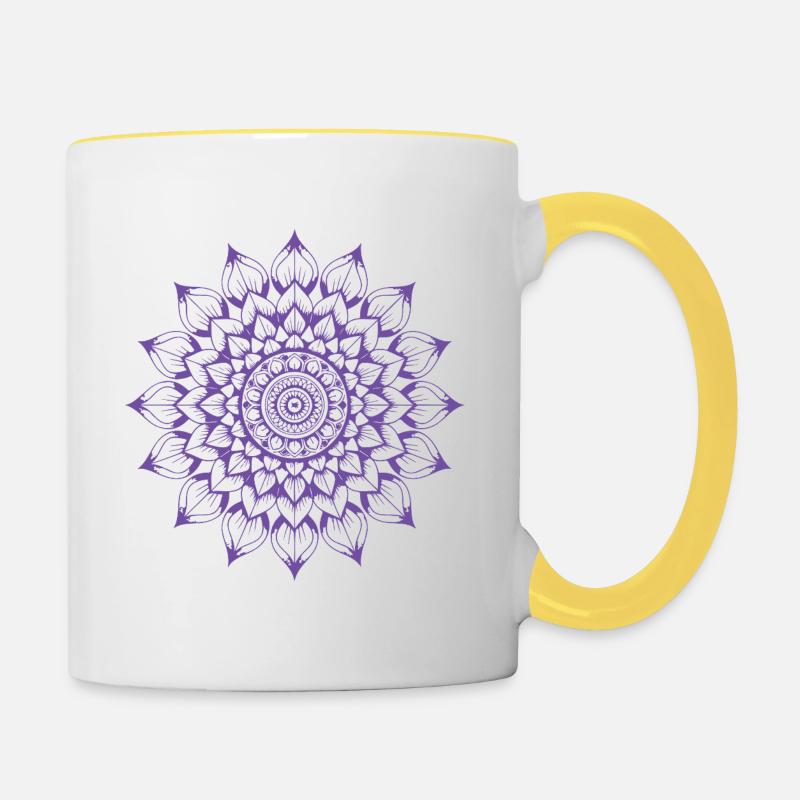 Mandala - Mug contrasté - blanc/jaune