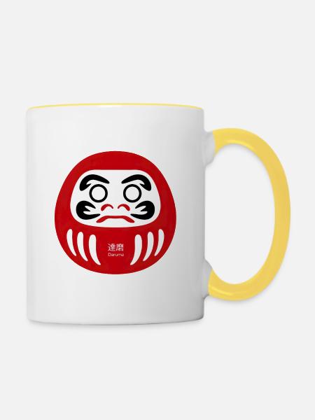 Daruma Focus - Tasse zweifarbig - Weiß/Gelb