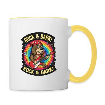 Chien guitare Rock & Bark Tie-Dye - Mug contrasté - blanc/jaune - Droite