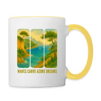 Meereslandschaft - Tasse zweifarbig - Weiß/Gelb - Rechts