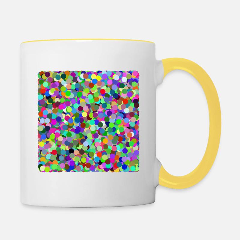 Colorful confetti circles - Contrasting Mug - white/yellow