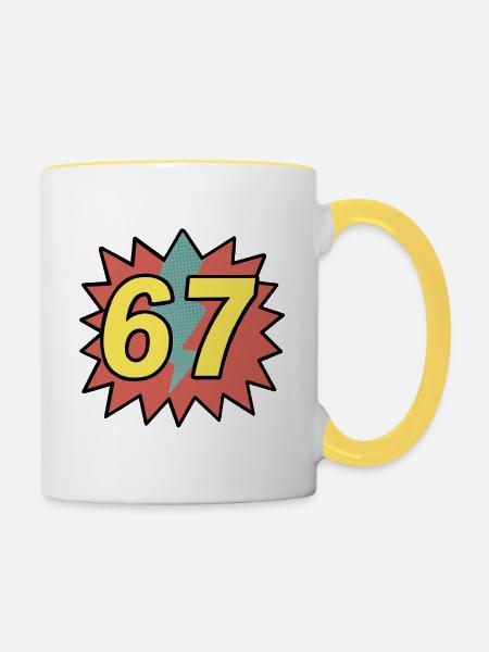 67 - Gen Alpha - Tasse zweifarbig - Weiß/Gelb