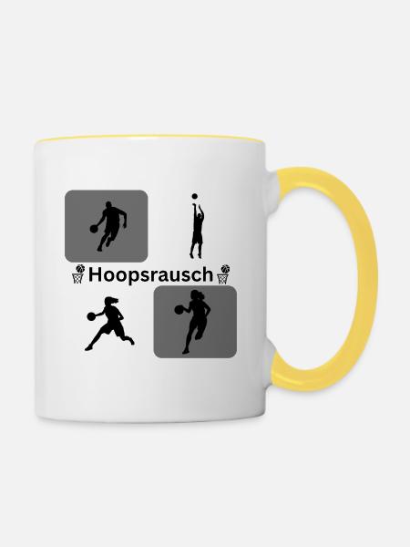 Basketball Silhouetten Dynamik - Tasse zweifarbig - Weiß/Gelb