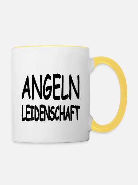 Angeln - Tasse zweifarbig - Weiß/Gelb