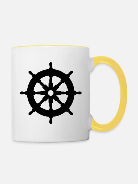 Steuerrad - Tasse zweifarbig - Weiß/Gelb