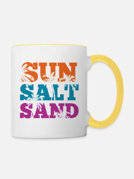 Sommer – Sonnensalz-Sand - Tasse zweifarbig - Weiß/Gelb