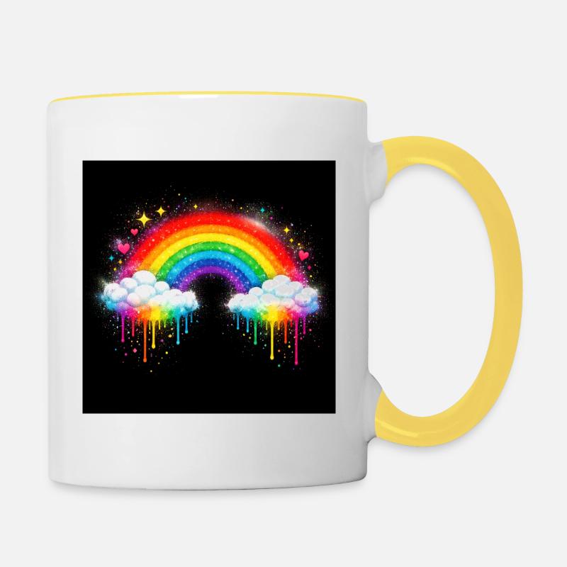 Rainbow Cloud Graffiti Drop - Contrasting Mug - white/yellow