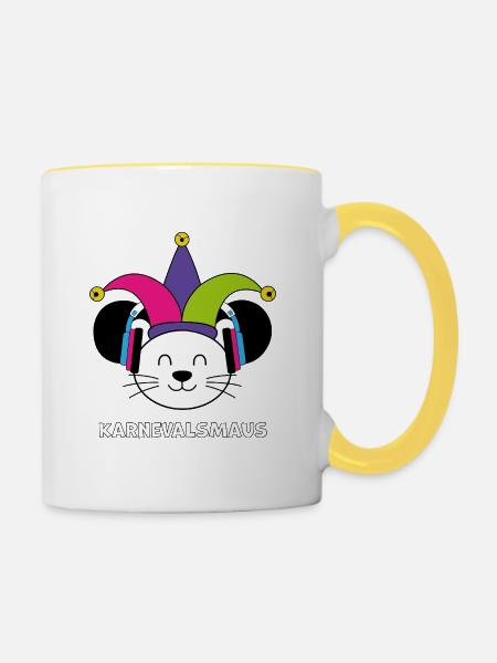 Karnevalsmaus - Tasse zweifarbig - Weiß/Gelb