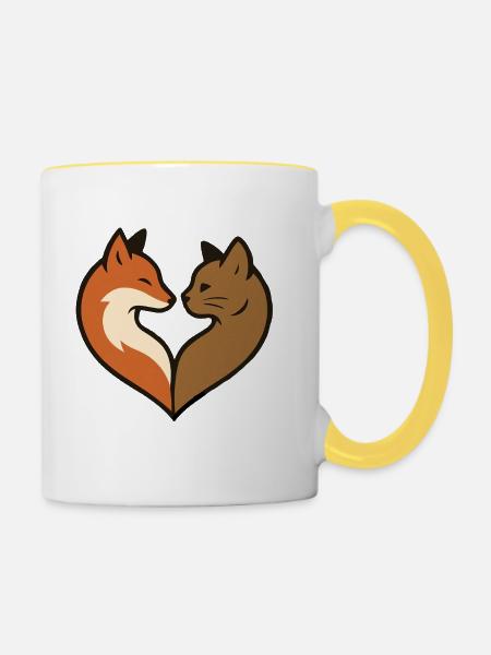 Tierherzform - Tasse zweifarbig - Weiß/Gelb