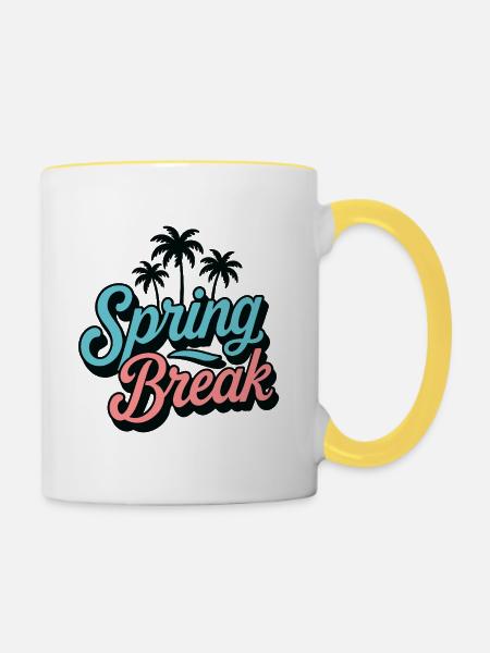 Spring Break Palmen Retro Urlaub Party - Tasse zweifarbig - Weiß/Gelb