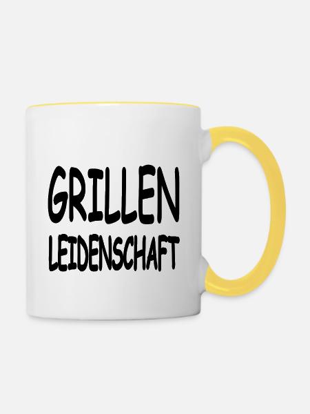 Grillen - Tasse zweifarbig - Weiß/Gelb