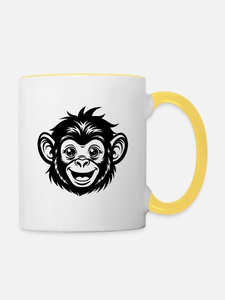Affengesicht - Tasse zweifarbig - Weiß/Gelb