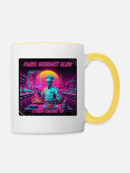 Paris Retro Gourmet - Tasse zweifarbig - Weiß/Gelb