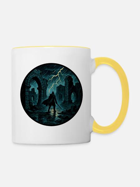 Sturmruinen Krieger - Tasse zweifarbig - Weiß/Gelb