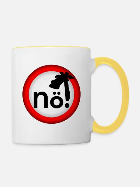 Verbot Nein Giraffe - Tasse zweifarbig - Weiß/Gelb