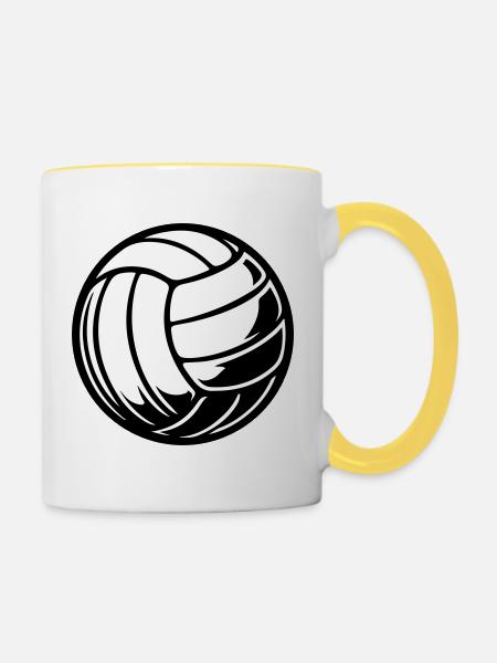 Volleyball Ball - Tasse zweifarbig - Weiß/Gelb
