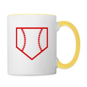 Baseball home plate - Contrasting Mug - white/yellow - Right