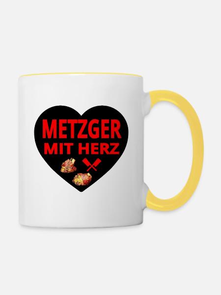 Metzger - Tasse zweifarbig - Weiß/Gelb
