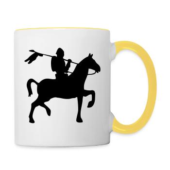 Knight Horse Silhouette - Contrasting Mug - white/yellow - Right