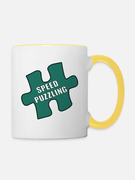 Speed Puzzling - Tasse zweifarbig - Weiß/Gelb