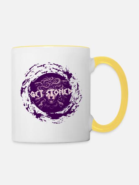 Medusa get stoned - Tasse zweifarbig - Weiß/Gelb