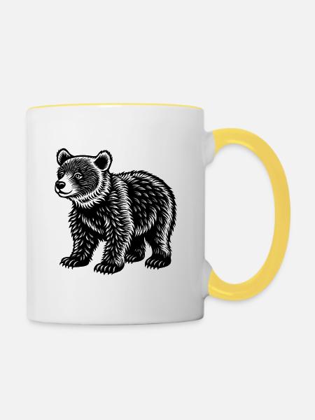 Bärenjunges - Tasse zweifarbig - Weiß/Gelb