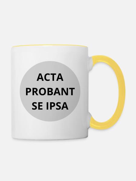 Acta probant se ipsa - Tasse zweifarbig - Weiß/Gelb