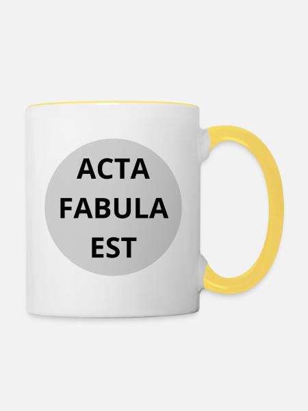 Acta Fabula Est - Tasse zweifarbig - Weiß/Gelb