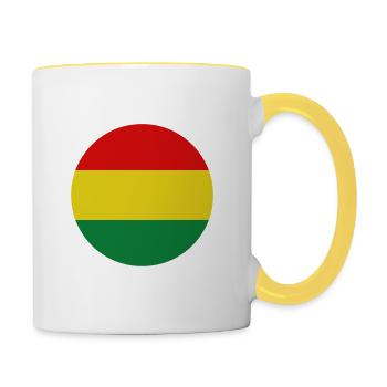 Bolivien-Rundflagge - Tasse zweifarbig - Weiß/Gelb - Rechts