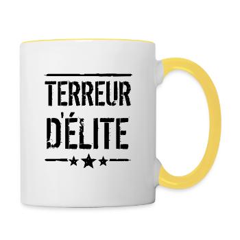 TERREUR D'ÉLITE !  - Mug contrasté - blanc/jaune - Droite