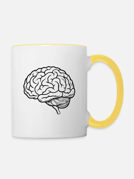 Gehirn - Tasse zweifarbig - Weiß/Gelb