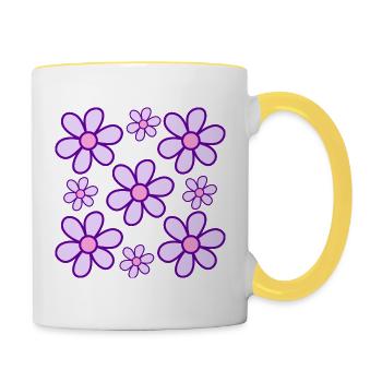 Abstract Flowers - Contrasting Mug - white/yellow - Right