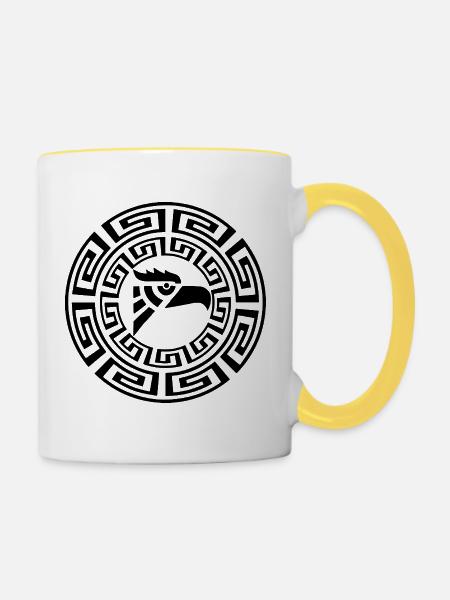 Schwarzer Adler-Emblem - Tasse zweifarbig - Weiß/Gelb