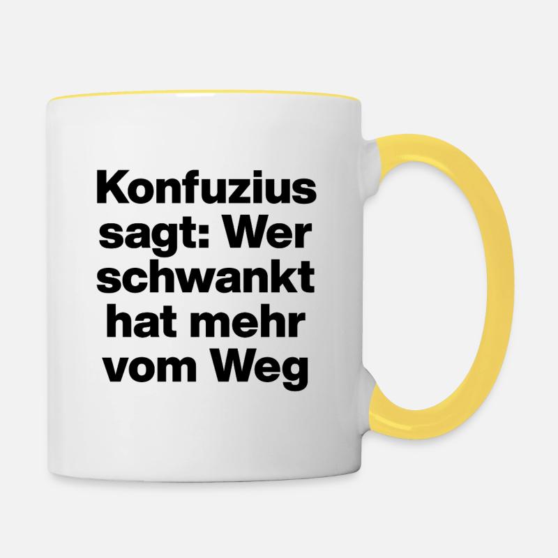 CONFUCIUS DIT : CEUX QUI HÉSITENT S’ÉCARTENT DAVANTAGE. - Mug contrasté - blanc/jaune