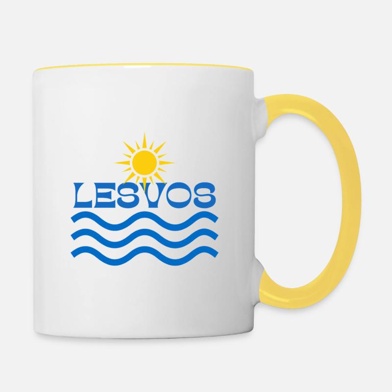 Vagues de Soleil de Lesvos - Mug contrasté - blanc/jaune