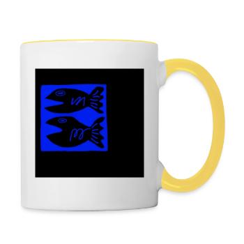 POISSON. PÊCHE. MER. OCEAN. ETOILE. VACANCES - Mug contrasté - blanc/jaune - Droite