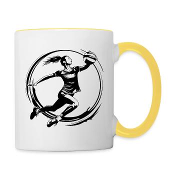 Volleyball Player Silhouette - Contrasting Mug - white/yellow - Right