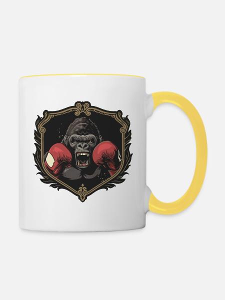 Gorilla Boxer MMA - Tasse zweifarbig - Weiß/Gelb