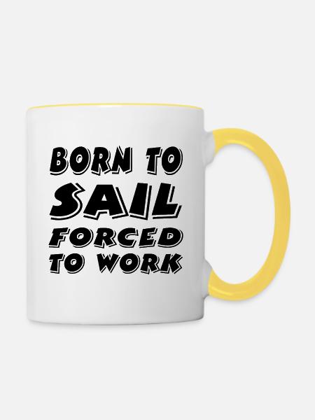 Segeln - Tasse zweifarbig - Weiß/Gelb
