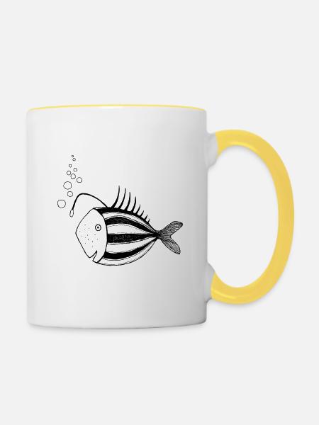 Fisch Lampe - Tasse zweifarbig - Weiß/Gelb