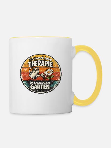 Gartenliebe statt Therapie - Tasse zweifarbig - Weiß/Gelb